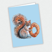 Load image into Gallery viewer, Squirrel Eating Bagel Greeting Card - Montréal