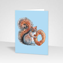 Load image into Gallery viewer, Squirrel Eating Bagel Greeting Card - Montréal