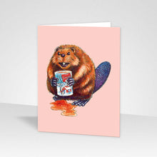 Load image into Gallery viewer, Beaver Drinking Maple Syrup Greeting Card - Montréal