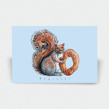 Load image into Gallery viewer, Squirrel Eating Bagel Postcard - Montréal