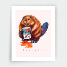 Load image into Gallery viewer, Beaver Drinking Maple Syrup Print - Montréal