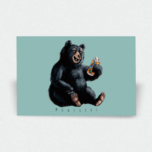 Load image into Gallery viewer, Black Bear Drinking Craft Beer Postcard - Montréal
