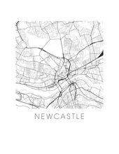 Load image into Gallery viewer, Newcastle Map Black and White Print - england Black and White Map Print