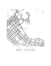 Load image into Gallery viewer, Abu Dhabi Map Black and White Print - uae Black and White Map Print