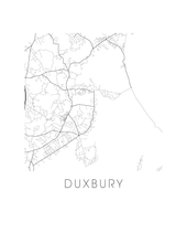 Load image into Gallery viewer, Duxbury Map Black and White Print - massachusetts Black and White Map Print