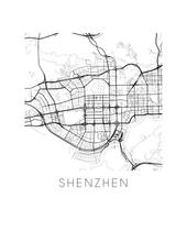 Charger l'image dans la galerie, Affiche cartographique de Shenzhen - Style Noir et Blanc