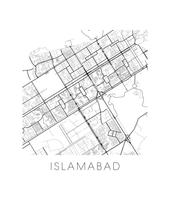 Load image into Gallery viewer, Islamabad Map Black and White Print - pakistan Black and White Map Print