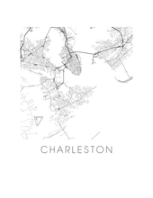 Charger l'image dans la galerie, Affiche cartographique de Charleston - Style Noir et Blanc