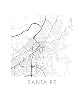 Charger l'image dans la galerie, Affiche cartographique de Santa Fe - Style Noir et Blanc