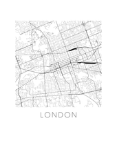 Load image into Gallery viewer, London Ontario Map Black and White Print - Ontario Black and White Map Print
