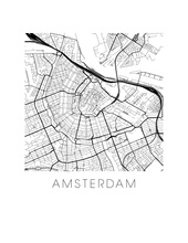 Charger l'image dans la galerie, Affiche cartographique de Amsterdam - Style Noir et Blanc