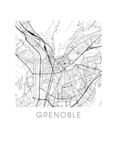 Charger l'image dans la galerie, Affiche cartographique de Grenoble - Style Noir et Blanc