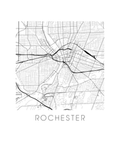 Charger l'image dans la galerie, Affiche cartographique de Rochester - Style Noir et Blanc