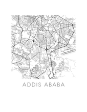 Load image into Gallery viewer, Addis Ababa Map Black and White Print - ethiopia Black and White Map Print