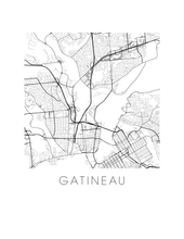 Load image into Gallery viewer, Gatineau Map Black and White Print - Quebec Black and White Map Print