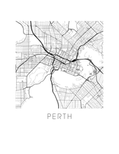 Charger l'image dans la galerie, Affiche cartographique de Perth - Style Noir et Blanc