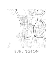 Charger l'image dans la galerie, Affiche cartographique de Burlington - Style Noir et Blanc