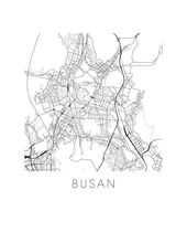 Load image into Gallery viewer, Busan Map Black and White Print - south korea Black and White Map Print