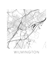 Charger l'image dans la galerie, Affiche cartographique de Wilmington DE - Style Noir et Blanc