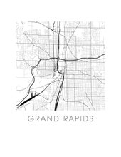 Load image into Gallery viewer, Grand Rapids Map Black and White Print - michigan Black and White Map Print