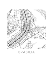 Load image into Gallery viewer, Brasilia Map Black and White Print - brazil Black and White Map Print