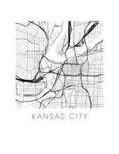 Charger l'image dans la galerie, Affiche cartographique de Kansas City - Style Noir et Blanc