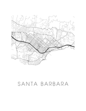 Charger l'image dans la galerie, Affiche cartographique de Santa Barbara - Style Noir et Blanc
