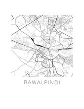 Charger l'image dans la galerie, Affiche cartographique de Rawalpindi - Style Noir et Blanc