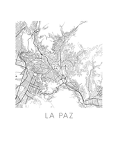 Charger l'image dans la galerie, Affiche cartographique de La Paz - Style Noir et Blanc