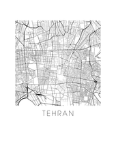 Charger l'image dans la galerie, Affiche cartographique de Téhéran - Style Noir et Blanc
