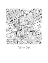 Charger l'image dans la galerie, Affiche cartographique de Riyadh - Style Noir et Blanc