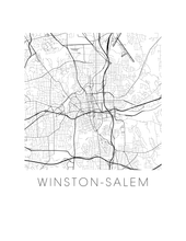 Load image into Gallery viewer, Winston-Salem Map Black and White Print - North Carolina Black and White Map Print