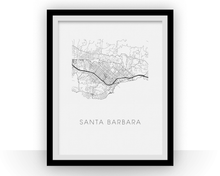 Charger l'image dans la galerie, Affiche cartographique de Santa Barbara - Style Noir et Blanc