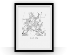 Load image into Gallery viewer, Busan Map Black and White Print - south korea Black and White Map Print