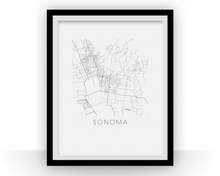 Charger l'image dans la galerie, Affiche cartographique de Sonoma - Style Noir et Blanc