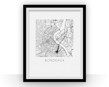 Load image into Gallery viewer, Bordeaux Map Black and White Print - France Black and White Map Print