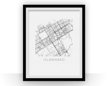 Load image into Gallery viewer, Islamabad Map Black and White Print - pakistan Black and White Map Print