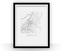 Charger l'image dans la galerie, Affiche cartographique de Santa Fe - Style Noir et Blanc