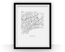 Charger l'image dans la galerie, Affiche cartographique de Baku - Style Noir et Blanc