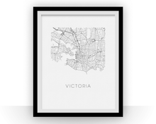 Charger l'image dans la galerie, Affiche cartographique de Victoria - Style Noir et Blanc