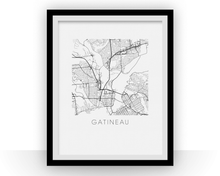 Load image into Gallery viewer, Gatineau Map Black and White Print - Quebec Black and White Map Print