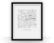 Load image into Gallery viewer, London Ontario Map Black and White Print - Ontario Black and White Map Print