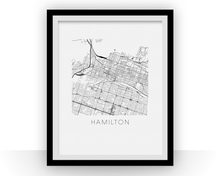 Charger l'image dans la galerie, Affiche cartographique de Hamilton - Style Noir et Blanc