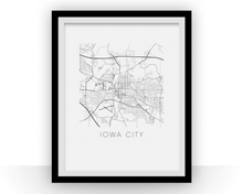 Load image into Gallery viewer, Iowa City Map Black and White Print - iowa Black and White Map Print