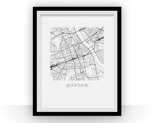 Load image into Gallery viewer, Warsaw Map Black and White Print - poland Black and White Map Print