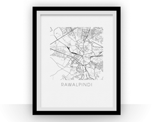 Charger l'image dans la galerie, Affiche cartographique de Rawalpindi - Style Noir et Blanc