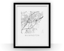 Charger l'image dans la galerie, Affiche cartographique de Wilmington DE - Style Noir et Blanc