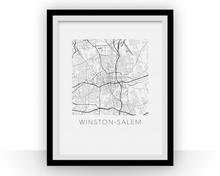 Load image into Gallery viewer, Winston-Salem Map Black and White Print - North Carolina Black and White Map Print