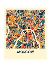 Charger l'image dans la galerie, Affiche cartographique de Moscou - Style Chroma