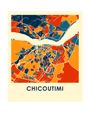 Charger l'image dans la galerie, Affiche cartographique de Chicoutimi Quebec - Style Chroma